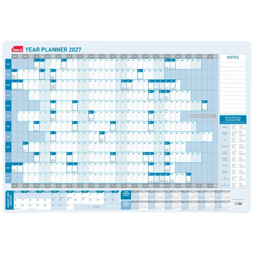 Sasco 2027 Wall Planner Standard Year To View 870x610mm - 1058027