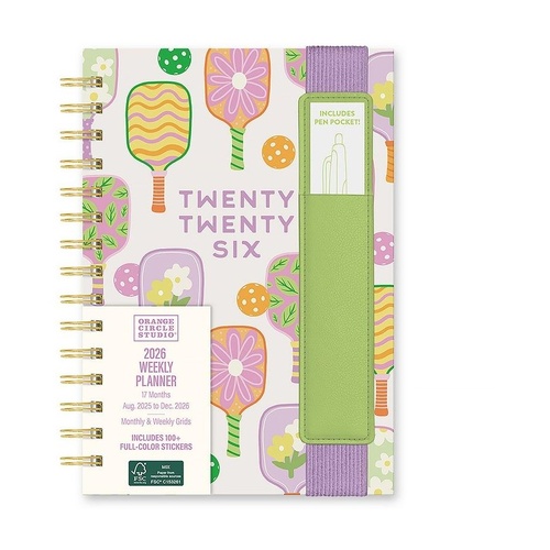 2026 Orange Circle Diary Pickleball Rally Week To View 146x210mm - 26413