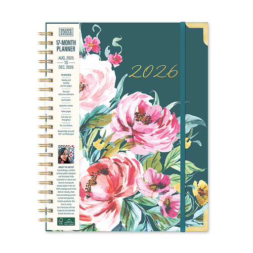 2026 Orange Circle Diary Bella Flora Week To View 216x278mm - 26428