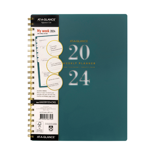 2024 At A Glance A4 Classic Week To Open Signature Diary Planner - North Sea