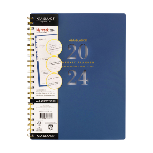 2024 At A Glance A4 Classic Week To Open Signature Diary Planner - Starry Night