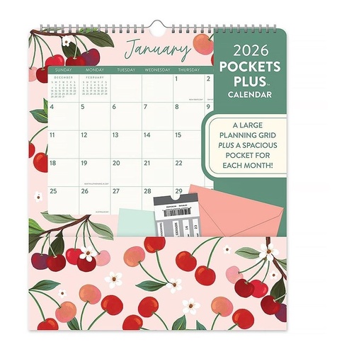 2026 Orange Circle Wall Calendar Pocket Plus 297x348mm - Fruit & Flora