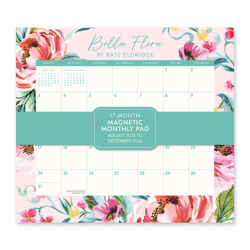 2026 Orange Circle 17-Month Magnetic Wall Calendar BELLA FLORA Month To View 244x216mm - 26127