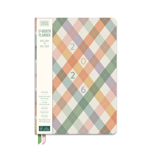 2026 Orange Circle 17-Month Diary Planner AS IF ARGYLE CLARA Clothbound Week To View 152x216mm - 26551