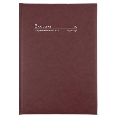 Collins 2025 A4 Early Edition Diary Appointment Day To Page 140 P78 - Burgundy