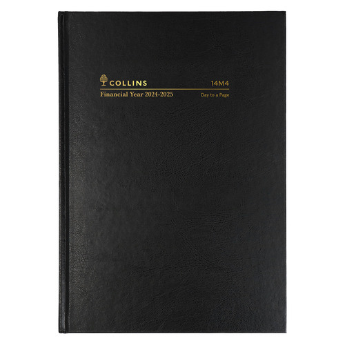 Collins 2024/2025 A4 Diary Financial Year Day To Page 14M4 P99 - Black
