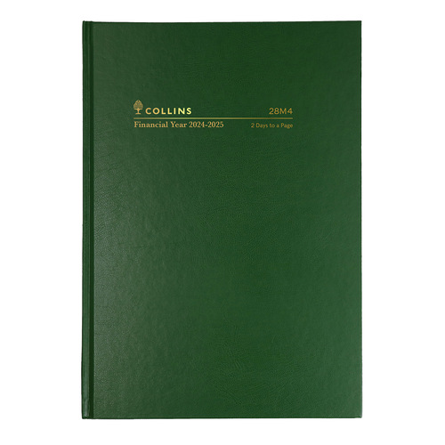 Collins 2024/2025 A5 Diary Financial Year 2 Days To Page 28M4 P40 - Green