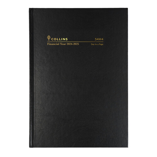 Collins 2024/2025 A4 Diary Financial Year Week To View 34M4 P99 - Black