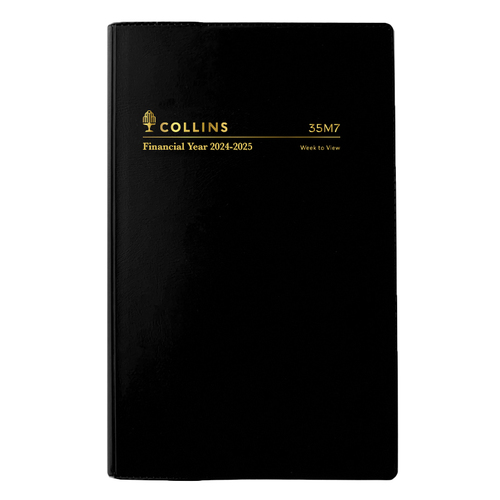 Collins 2024/2025 B7R Vinyl Diary Financial Year Week To View 35M7 V99 - Black