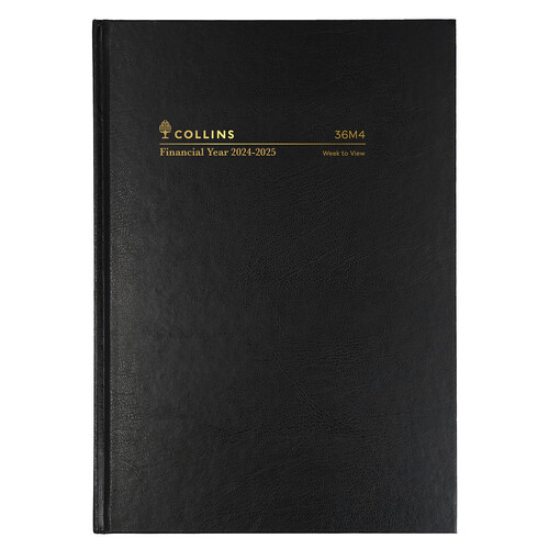 Collins 2024/2025 A6 Diary Financial Year Week To View 36M4 P99 - Black