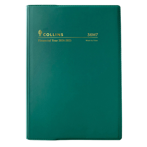 Collins 2024/2025 A6 Vinyl Diary Financial Year Week To View 36M7 V40 - Green