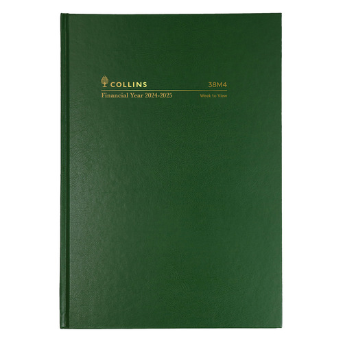 Collins 2024/2025 A5 Diary Financial Year Week To View 38M4 P40 - Green