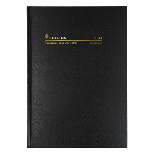 Collins 2024/2025 A5 Diary Financial Year Week To View 38M4 P99 - Black