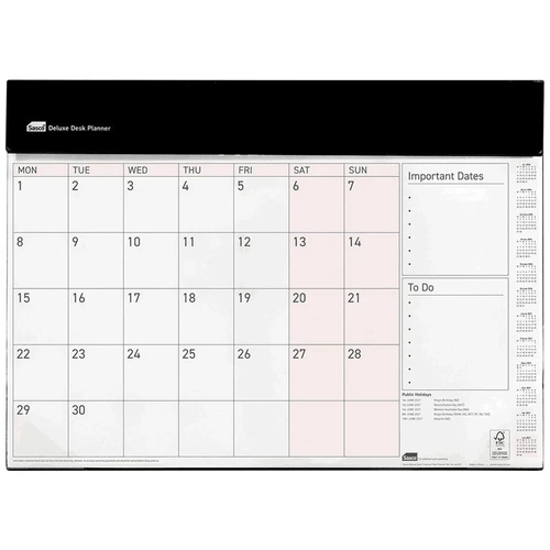 Sasco 2026-2027 Financial Year Planner 513x375mm Monthly Desk - 6622627