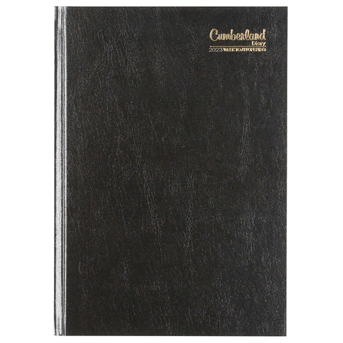 **CLEARANCE** Cumberland 2023 A5 Casebound Diary Week To View 57ECBK23 - Black