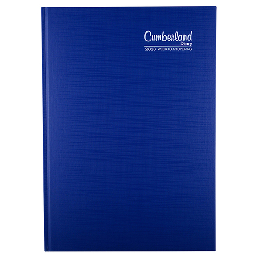**CLEARANCE** 2023 Diary A4 Cumberland Premium Casebound Diaries Week To View 47PCBL23 - Blue