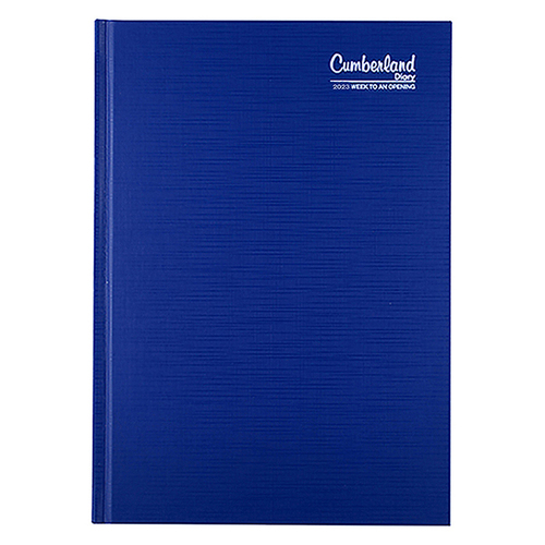 **CLEARANCE** 2023 Diary A5 Cumberland Premium Casebound Diaries Week To View 57PCBL23 - Blue