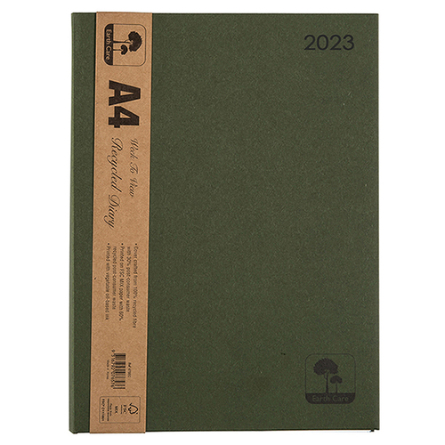 **CLEARANCE** 2023 Diary A4 Cumberland Earthcare Diaries Week To View 47SEC23 - Green