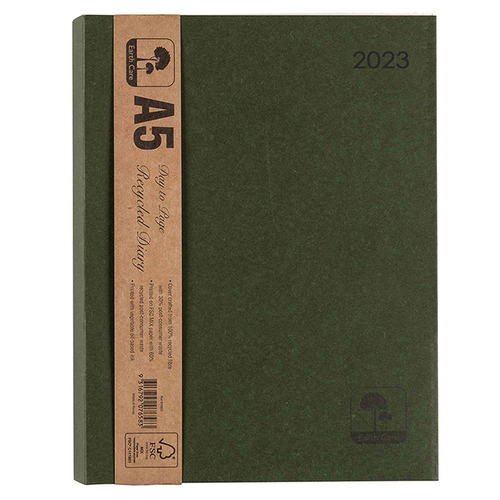 **CLEARANCE** 2023 Diary A5 Cumberland Earthcare Day To Page 51SEC23 Diaries - Green