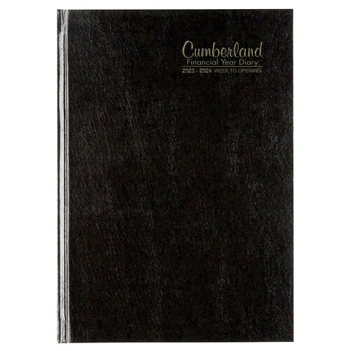 **CLEARANCE** Cumberland A5 2023/2024 Financial Year Diary Week To View 57CFY Diaries - Black