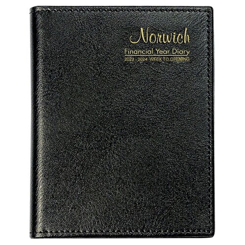 **CLEARANCE** Norwich A6 2023/2024 Financial Year Diary Week To View 63SFY Diaries - Black