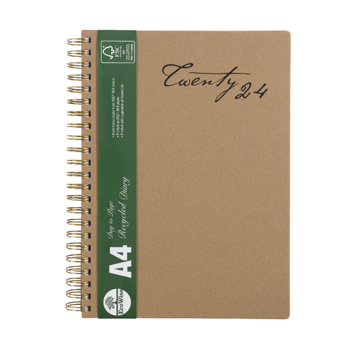 2024 Cumberland A4 Ecowise Day To Page Diary Diaries 41SECB24 - Brown