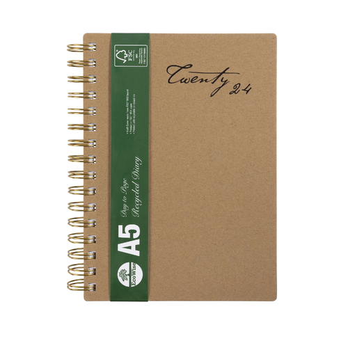 2024 Cumberland A5 Ecowise Day To Page Diary Diaries 57SECB24 - Brown