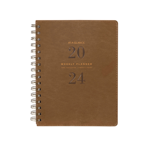 2024 At A Glance A5 Week To Open Signature Diary Planner Diaries AAG300224 - Brown