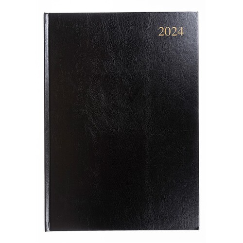2024 A4 Hard Cover Collins Essential Appointment Diary Day To Page ESSA41A.99 - BLACK
