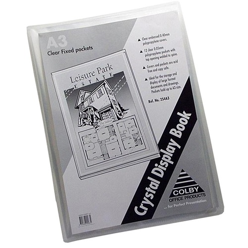 Colby A3 Crystal Display Book 12 Clear Pockets 254A3 - Clear
