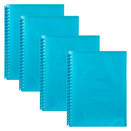4PK Marbig A4 Display Book Refillable 20 Pocket TRANSLUCENT MARINE - 2007301