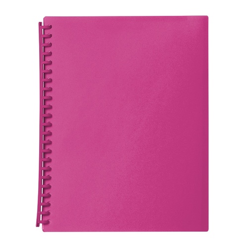Marbig A4 Display Book Refillable 20 Pocket - Translucent Pink