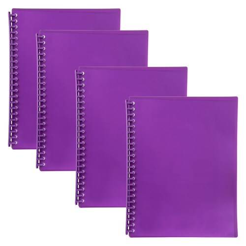 4PK Marbig A4 Display Book Refillable 20 Pocket TRANSLUCENT PURPLE - 2007319