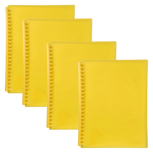 4PK Marbig A4 Display Book Refillable 20 Pocket TRANSLUCENT YELLOW - 2007305