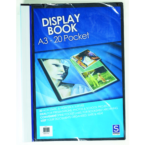 Sovereign A3 Display Folder Book Portrait Style 20 Page 54110 - Black