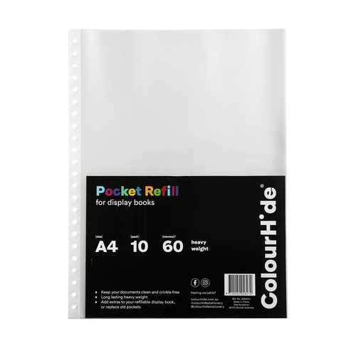 Colourhide Display Book Clear Refill Sheets - 10 Pack
