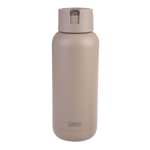 Oasis Ceramic Lined Stainless Steel Triple Wall Insulated "MODA" Drink Bottle 1L - Latte