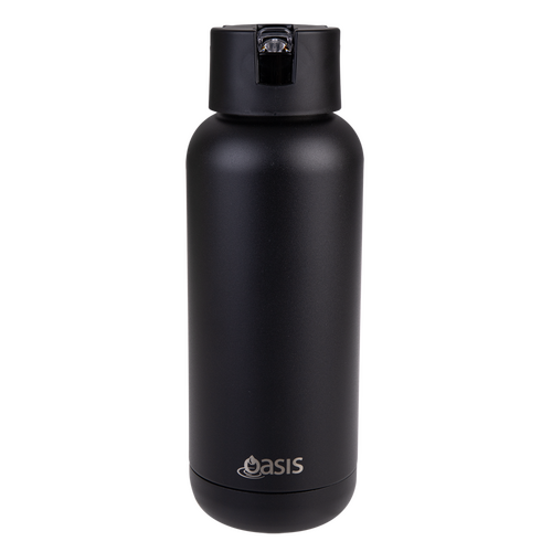 Oasis Ceramic Lined Stainless Steel Triple Wall Insulated "MODA" Drink Bottle 1L - Black