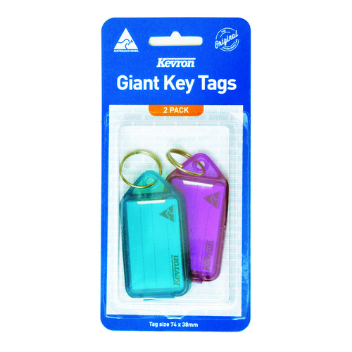 Kevron Key Tags Giant 2 Pack - Assorted Colours
