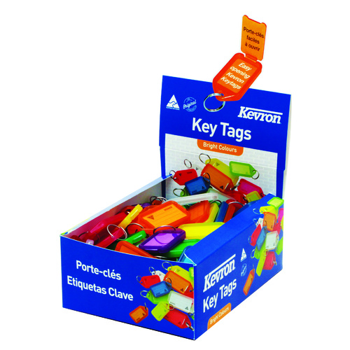 Kevron Keytags Assorted Colours Keytag Key Ring label - Box 100 