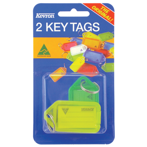 Kevron Keytags Keyrack Keytag Key Ring label 2 Pack - Assorted Colours