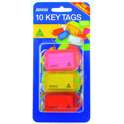 Kevron ID38 Key Tags Fluoro Assorted Colours - 10 Pack