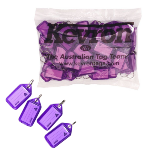 50 X Kevron Keytags ID Tag Key Ring Label Purple - Lilac