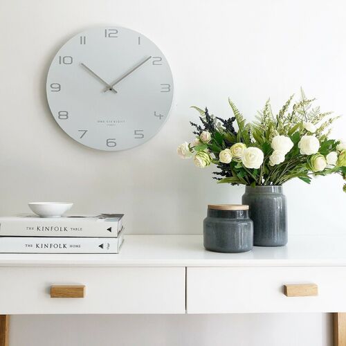 Bianca 40cm Silent Wall Clock - Soft White + FREE Battery - 22115