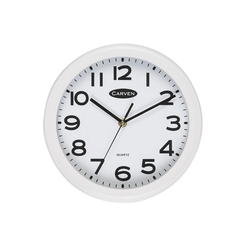 Carven Round White Analogue Wall Clock 25cm  - White