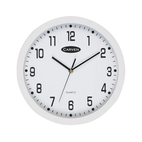 Carven Round White Analogue Wall Clock 30cm - White