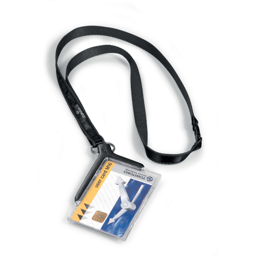 Durable Deluxe Card Holder With Necklace Charcoal 10 Pack - 820758
