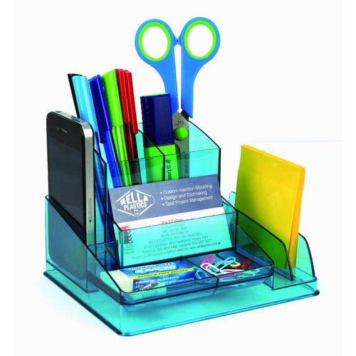 Italplast Desk Organiser Tinted - Translucent Blue