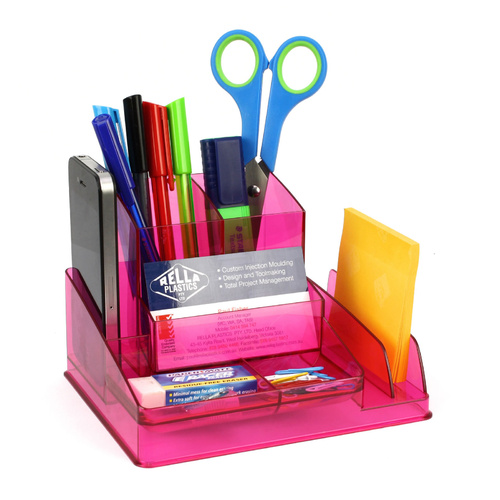 Italplast Desk Organiser Tinted - Translucent Pink