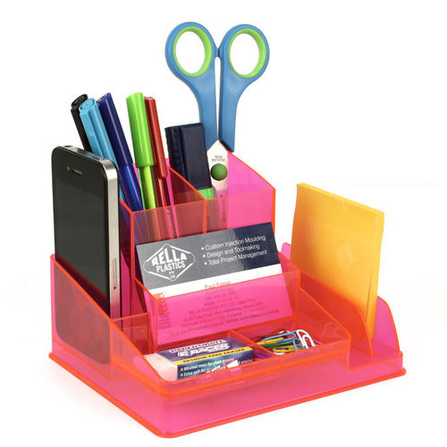 Italplast Desk Organiser - Neon Red